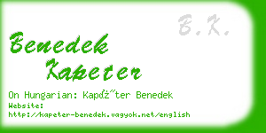 benedek kapeter business card